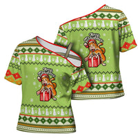 Funny Cat Merry Christmas Cross Shoulder Shirt Xmas Holiday Patterns - Wonder Print Shop