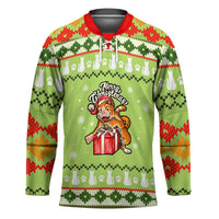 Funny Cat Merry Christmas Hockey Jersey Xmas Holiday Patterns - Wonder Print Shop