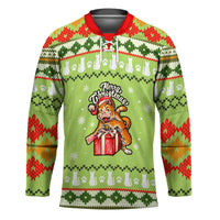 Funny Cat Merry Christmas Hockey Jersey Xmas Holiday Patterns - Wonder Print Shop