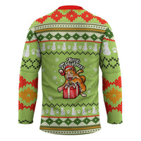 Funny Cat Merry Christmas Hockey Jersey Xmas Holiday Patterns - Wonder Print Shop