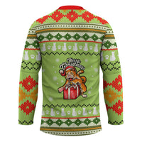 Funny Cat Merry Christmas Hockey Jersey Xmas Holiday Patterns - Wonder Print Shop