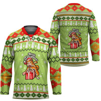 Funny Cat Merry Christmas Hockey Jersey Xmas Holiday Patterns - Wonder Print Shop
