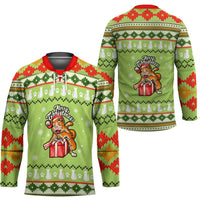 Funny Cat Merry Christmas Hockey Jersey Xmas Holiday Patterns - Wonder Print Shop