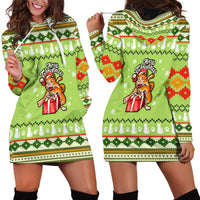 Funny Cat Merry Christmas Hoodie Dress Xmas Holiday Patterns - Wonder Print Shop