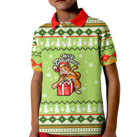 Funny Cat Merry Christmas Kid Polo Shirt Xmas Holiday Patterns - Wonder Print Shop