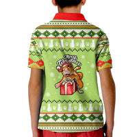 Funny Cat Merry Christmas Kid Polo Shirt Xmas Holiday Patterns - Wonder Print Shop
