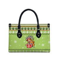 Funny Cat Merry Christmas Leather Bag Xmas Holiday Patterns - Wonder Print Shop