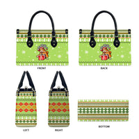 Funny Cat Merry Christmas Leather Bag Xmas Holiday Patterns - Wonder Print Shop