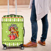 Funny Cat Merry Christmas Luggage Cover Xmas Holiday Patterns - Wonder Print Shop