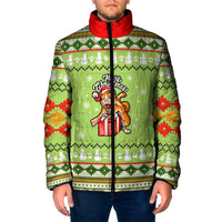 Funny Cat Merry Christmas Padded Jacket Xmas Holiday Patterns - Wonder Print Shop