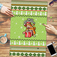 Funny Cat Merry Christmas Puzzle Xmas Holiday Patterns - Wonder Print Shop