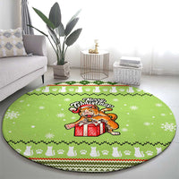 Funny Cat Merry Christmas Round Carpet Xmas Holiday Patterns - Wonder Print Shop