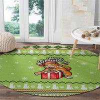 Funny Cat Merry Christmas Round Carpet Xmas Holiday Patterns - Wonder Print Shop