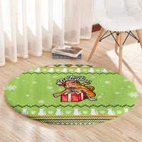 Funny Cat Merry Christmas Round Carpet Xmas Holiday Patterns - Wonder Print Shop