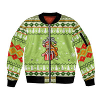 Funny Cat Merry Christmas Sleeve Zip Bomber Jacket Xmas Holiday Patterns - Wonder Print Shop