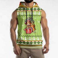 Funny Cat Merry Christmas Sleeveless Hoodie Xmas Holiday Patterns - Wonder Print Shop