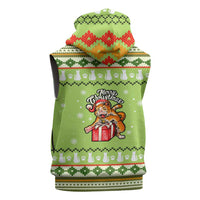 Funny Cat Merry Christmas Sleeveless Zip Hoodie Xmas Holiday Patterns - Wonder Print Shop
