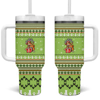 Funny Cat Merry Christmas Tumbler With Handle Xmas Holiday Patterns - Wonder Print Shop