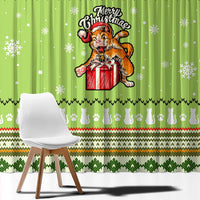 Funny Cat Merry Christmas Window Curtain Xmas Holiday Patterns - Wonder Print Shop