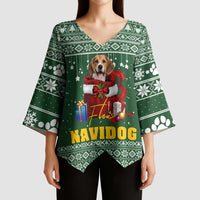 Funny Christmas Gift Beagle Christmas Kimono Sleeve Blouse Xmas Holiday Patterns - Wonder Print Shop