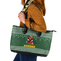 Funny Christmas Gift Beagle Christmas Leather Tote Bag Xmas Holiday Patterns - Wonder Print Shop