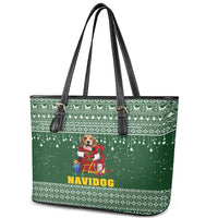 Funny Christmas Gift Beagle Christmas Leather Tote Bag Xmas Holiday Patterns - Wonder Print Shop