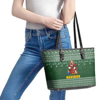 Funny Christmas Gift Beagle Christmas Leather Tote Bag Xmas Holiday Patterns - Wonder Print Shop