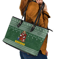 Funny Christmas Gift Beagle Christmas Leather Tote Bag Xmas Holiday Patterns - Wonder Print Shop