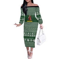 Funny Christmas Gift Beagle Christmas Off The Shoulder Long Sleeve Dress Xmas Holiday Patterns - Wonder Print Shop