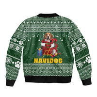 Funny Christmas Gift Beagle Christmas Sleeve Zip Bomber Jacket Xmas Holiday Patterns - Wonder Print Shop