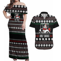 Golf Sucks Christmas Couples Matching Off Shoulder Maxi Dress and Hawaiian Shirt Xmas Holiday Patterns - Wonder Print Shop