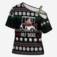 Golf Sucks Christmas Cross Shoulder Shirt Xmas Holiday Patterns - Wonder Print Shop