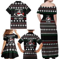 Golf Sucks Christmas Family Matching Off Shoulder Maxi Dress and Hawaiian Shirt Xmas Holiday Patterns - Wonder Print Shop