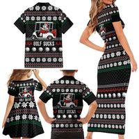 Golf Sucks Christmas Family Matching Short Sleeve Bodycon Dress and Hawaiian Shirt Xmas Holiday Patterns - Wonder Print Shop