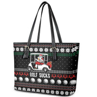 Golf Sucks Christmas Leather Tote Bag Xmas Holiday Patterns - Wonder Print Shop