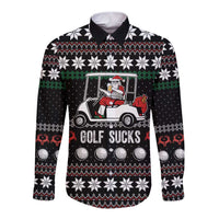 Golf Sucks Christmas Long Sleeve Button Shirt Xmas Holiday Patterns - Wonder Print Shop