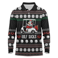 Golf Sucks Christmas Long Sleeve Polo Shirt Xmas Holiday Patterns - Wonder Print Shop