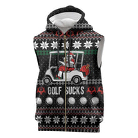 Golf Sucks Christmas Sleeveless Zip Hoodie Xmas Holiday Patterns - Wonder Print Shop