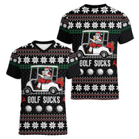 Golf Sucks Christmas Women V-Neck T-Shirt Xmas Holiday Patterns - Wonder Print Shop