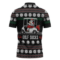 Golf Sucks Christmas Zipper Polo Shirt Xmas Holiday Patterns - Wonder Print Shop