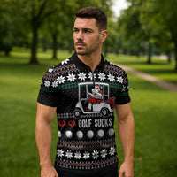Golf Sucks Christmas Zipper Polo Shirt Xmas Holiday Patterns - Wonder Print Shop
