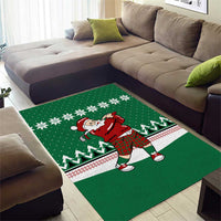 Golfer Santa Christmas Area Rug Xmas Holiday Patterns - Wonder Print Shop
