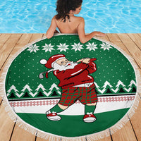 Golfer Santa Christmas Beach Blanket Xmas Holiday Patterns - Wonder Print Shop