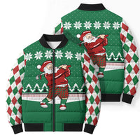 Golfer Santa Christmas Bomber Puffer Jacket Xmas Holiday Patterns - Wonder Print Shop