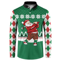 Golfer Santa Christmas Button Sweatshirt Xmas Holiday Patterns - Wonder Print Shop