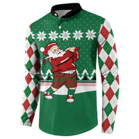 Golfer Santa Christmas Button Sweatshirt Xmas Holiday Patterns - Wonder Print Shop
