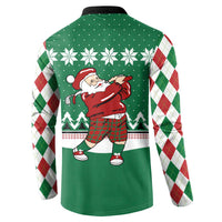 Golfer Santa Christmas Button Sweatshirt Xmas Holiday Patterns - Wonder Print Shop