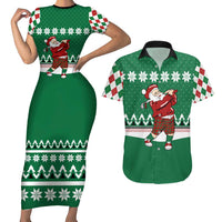 Golfer Santa Christmas Couples Matching Short Sleeve Bodycon Dress and Hawaiian Shirt Xmas Holiday Patterns - Wonder Print Shop