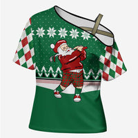 Golfer Santa Christmas Cross Shoulder Shirt Xmas Holiday Patterns - Wonder Print Shop