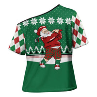 Golfer Santa Christmas Cross Shoulder Shirt Xmas Holiday Patterns - Wonder Print Shop